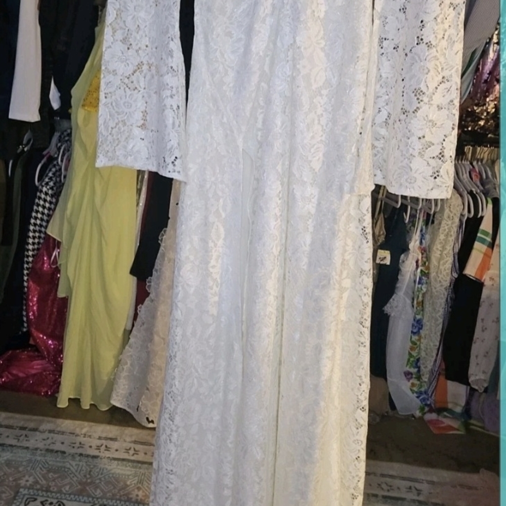 For The Love Of Lemons Bridal White Lace Longsleeve With Metal Ring